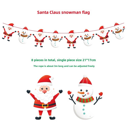Christmas Paper Flag Christmas Window Hotel Scene Decoration Flag  Santa Claus Flag