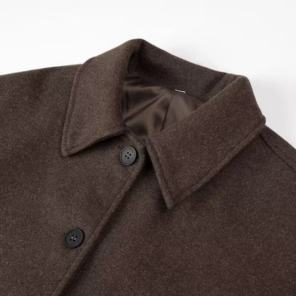 Women's Preppy Style Solid Color Single Breasted Coat Woolen Coat