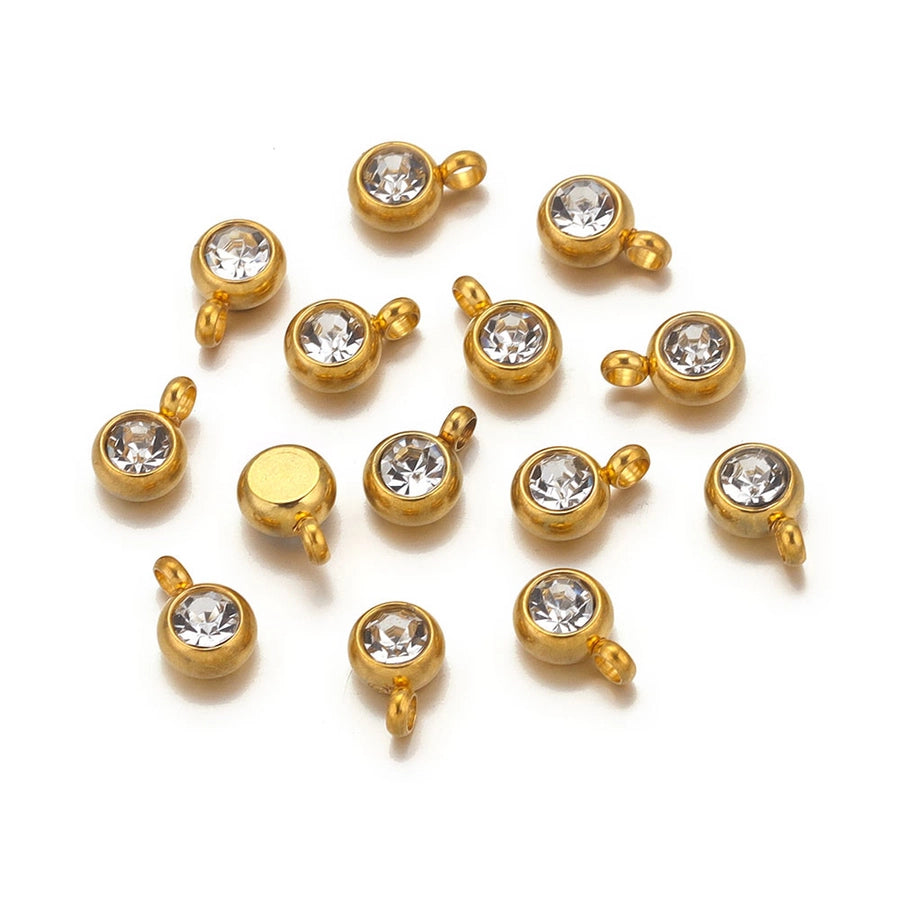 20 PCS/Package Diameter 6 mm 304 Stainless Steel Geometric Pendant Jewelry Accessories