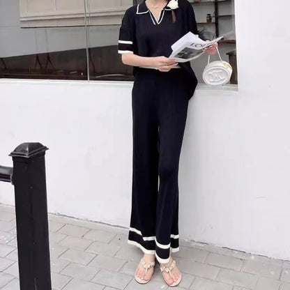 Daily Women's Casual Elegant Stripe Viscose fiber Pants Sets Pants Sets