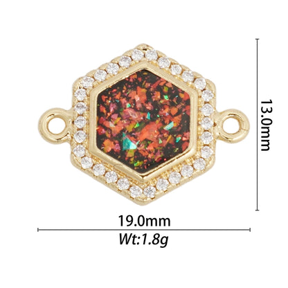 1 Piece Copper Zircon Hexagon Bear Planet Pendant