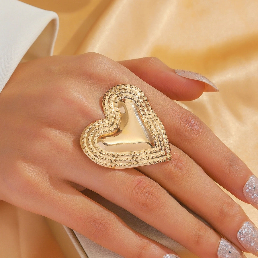 Elegant Heart Shape Alloy Women's Rings