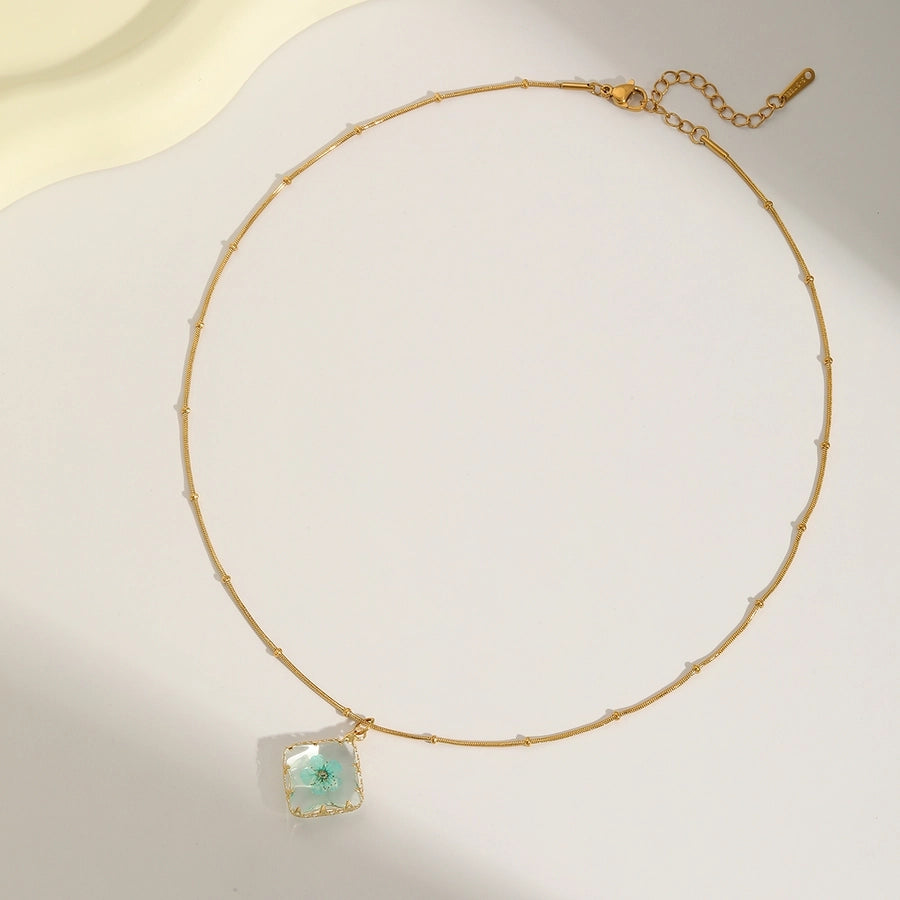 Jewelry Sweet Pastoral Commute Flower 304 Stainless Steel Copper 18K Gold Plated Pendant Necklace