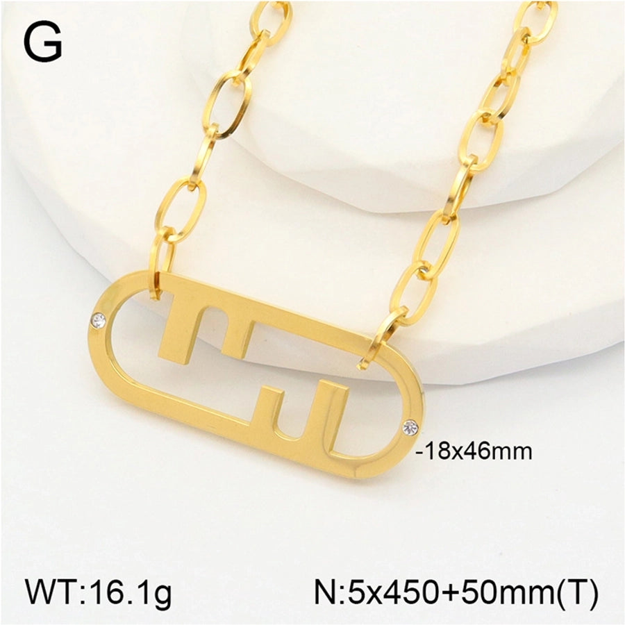 Jewelry Casual Elegant Cute letter Bee Butterfly 304 Stainless Steel Artificial Pearls Rhinestones 18K Gold Plated Inlay Pendant Necklace