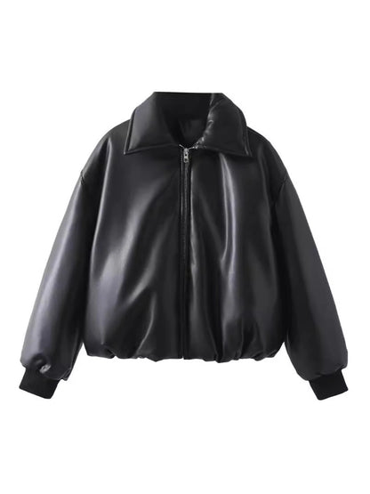 Women's Streetwear Solid Color Zipper Coat cotton clothes