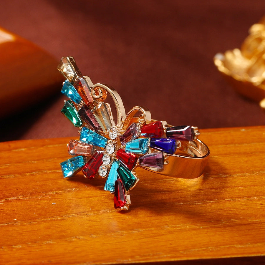 Elegant Butterfly Alloy Rhinestones Women's Adjustable Ring