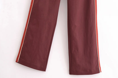 Daily Women's Casual Stripe Spandex Polyester Zipper Pants Sets Pants Sets