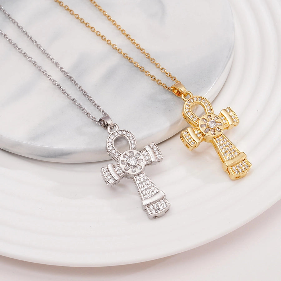 Jewelry Glam Lady Sexy Cross 304 Stainless Steel Copper Necklace