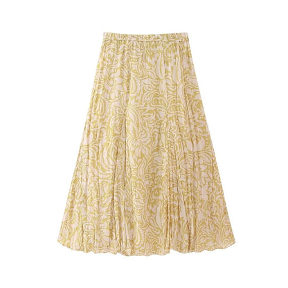 Summer Simple Style Flower Polyester Midi Dress Skirts