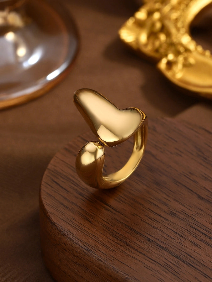 Jewelry Elegant Classical Vintage Style Geometric Water Droplets 316L Stainless Steel  Titanium Steel Wide Band Rings Open Rings