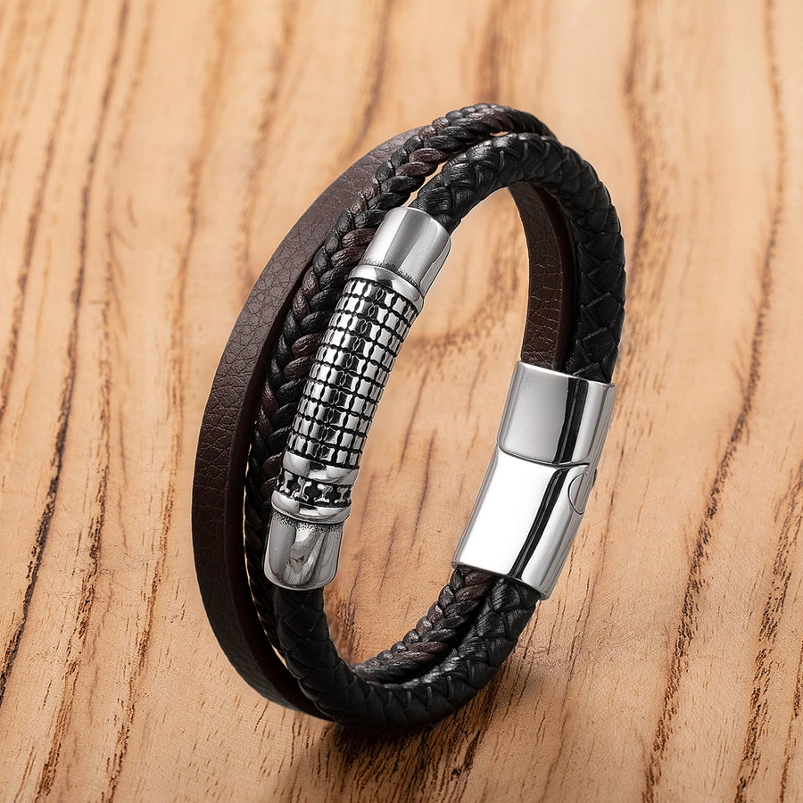 Vintage Style Punk Anchor 304 Stainless Steel Leather rope  Wrap Bracelets