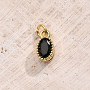 Black Zircon Oval Pendant (Gold)