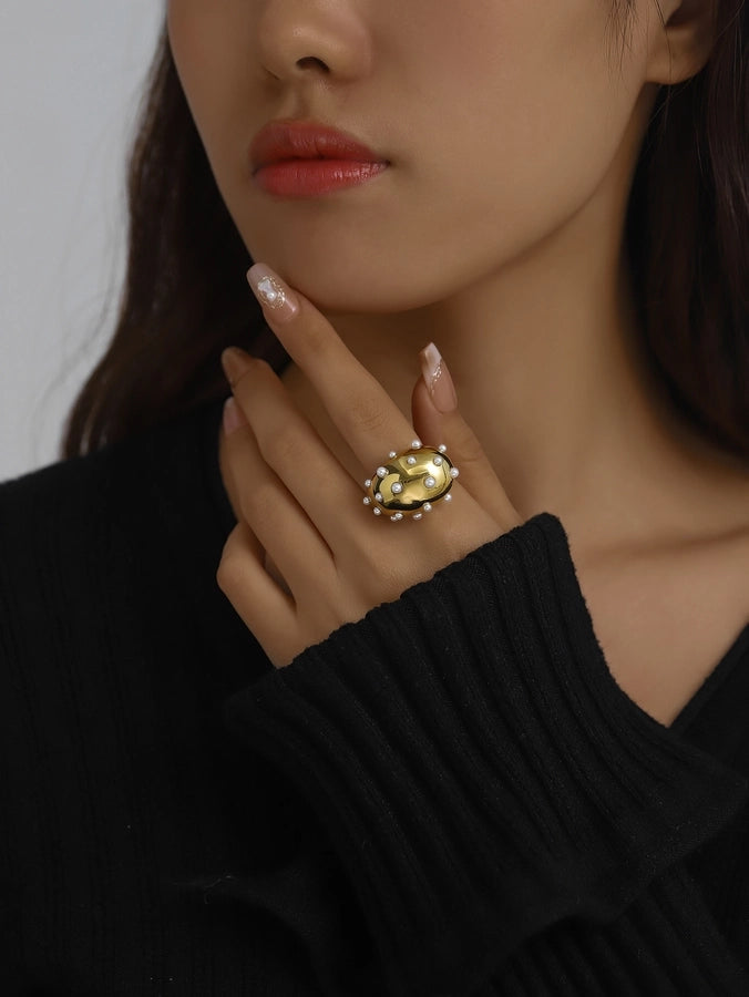 Jewelry Elegant Classical Vintage Style Geometric Water Droplets 316L Stainless Steel  Titanium Steel Wide Band Rings Open Rings