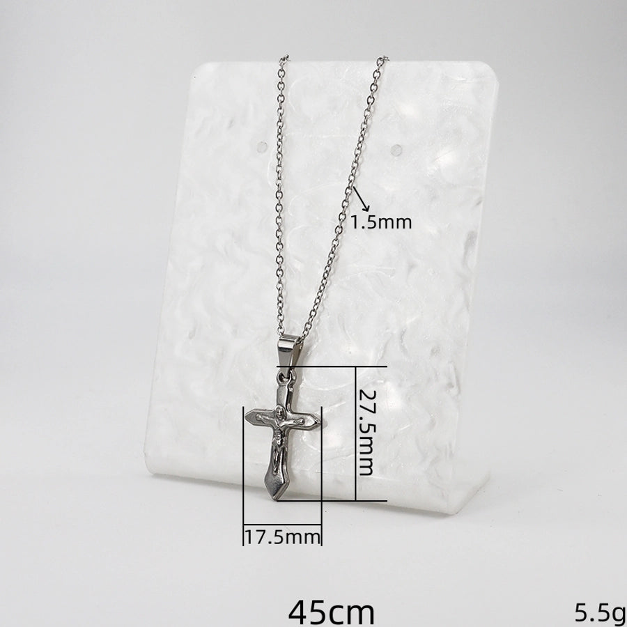 Jewelry Casual Vintage Style Cross 304 Stainless Steel Handmade Pendant Necklace