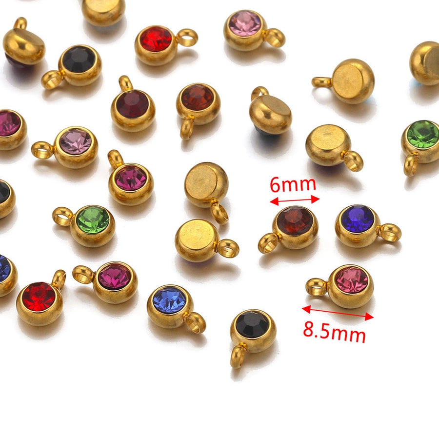 20 PCS/Package Diameter 6 mm 304 Stainless Steel Geometric Pendant Jewelry Accessories