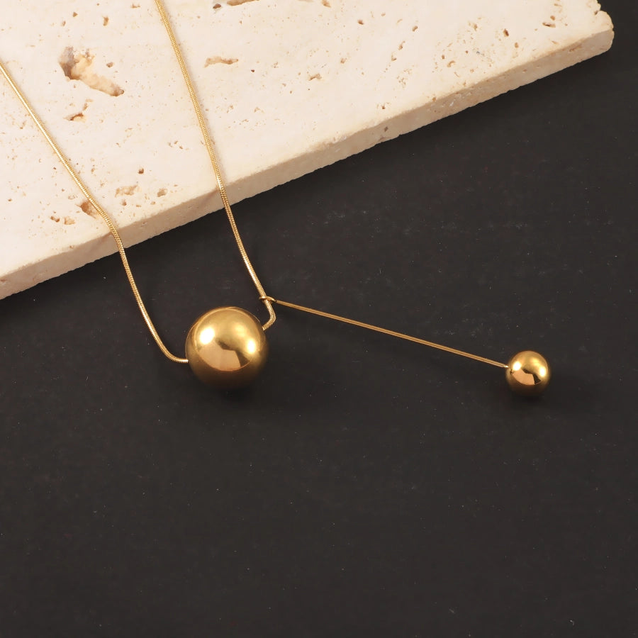 Jewelry Solid Color Round 304 Stainless Steel Pendant Necklace