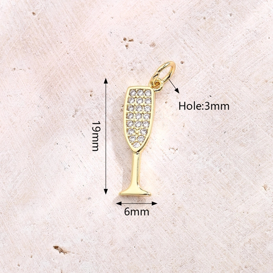 1 Pc/Package 14x7mm 18x11mm 21x9mm Hole 3~3.9mm Copper Zircon 18K Gold Plated Wine Glass Wine Bottle Polished Pendant Jewelry Accessories