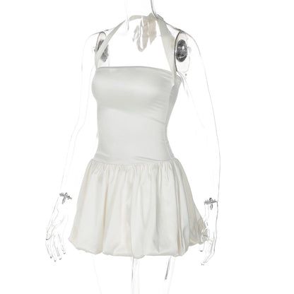 Women's Sheath Dress Sexy Halter Neck Backless Sleeveless Solid Color Short Mini Dress Banquet