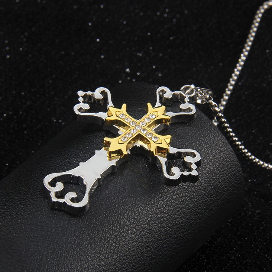 Hip-Hop Simple Style Cross 201 Stainless Steel Alloy Inlay Unisex Pendant Necklace