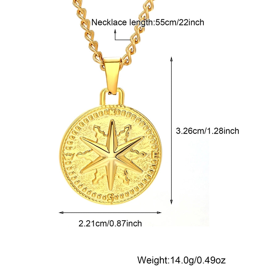 Jewelry Casual Round 304 Stainless Steel 18K Gold Plated Pendant Necklace