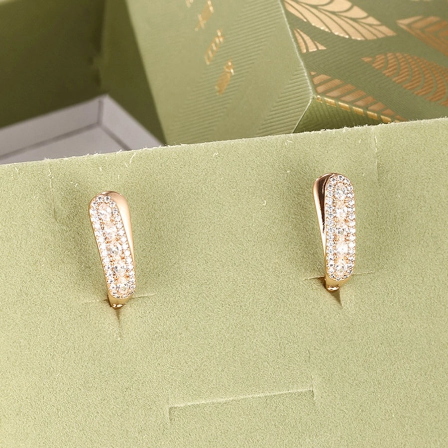 6 Pairs Elegant Simple Style Round Plating Copper Alloy Zircon 18K Gold Plated Earrings