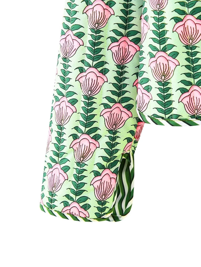Women's Vacation Simple Style Flower Printing Coat cotton clothes