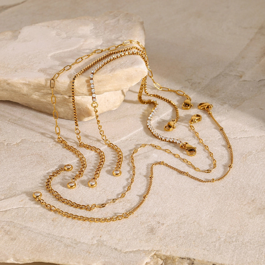 Simple Style Classic Style Geometric 304 Stainless Steel Paperclip Chain box chain Tennis Chain Bracelets In Bulk Stainless Steel Bracelets