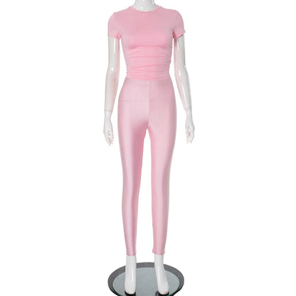 Daily Women's Streetwear Solid Color Spandex Polyester Pants Sets Pants Sets