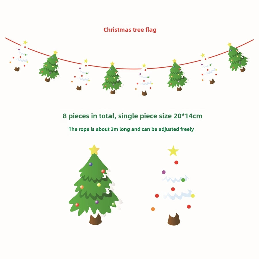 Christmas Paper Flag Christmas Window Hotel Scene Decoration Flag  Santa Claus Flag