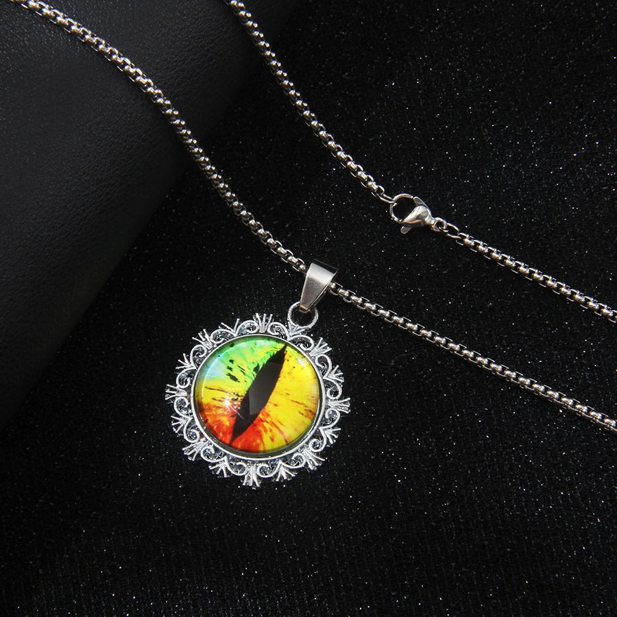 Hip-Hop Round Devil's Eye 201 Stainless Steel Alloy Unisex Pendant Necklace