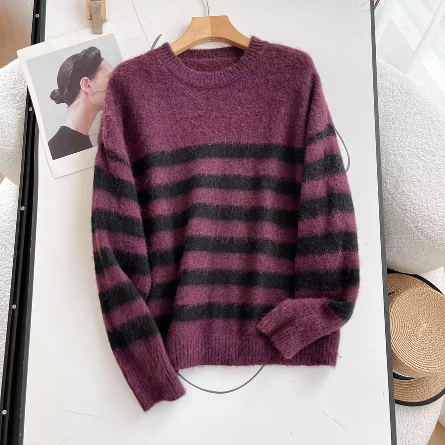 Women's Sweater Long Sleeve Sweaters & Cardigans Casual Stripe