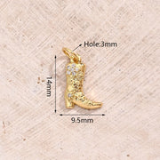 Zircon Flower Pattern Boots Pendant (Gold) [14x9.5mm (Aperture: 3mm)]
