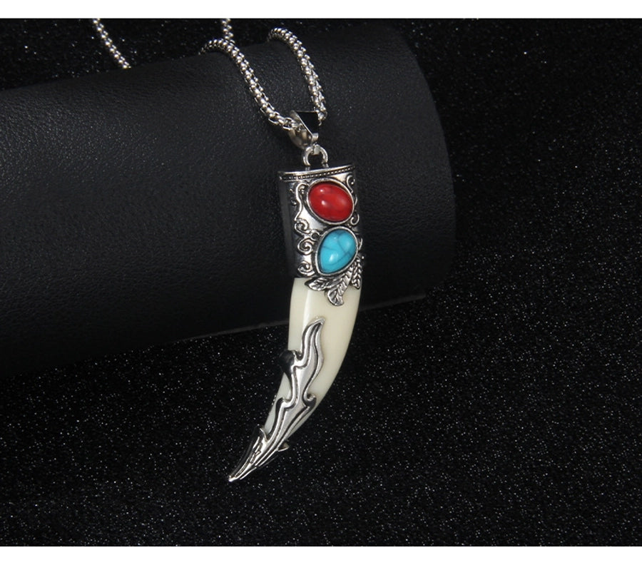 Ethnic Style Geometric 201 Stainless Steel Arylic Alloy Inlay Turquoise Unisex Pendant Necklace