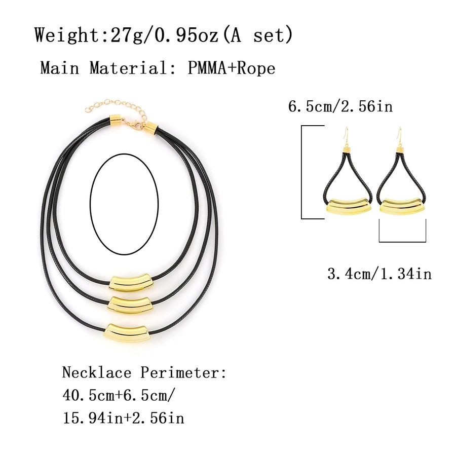 Retro Punk Geometric Arylic rope Woven Chain Layered Necklaces