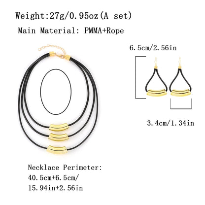 Retro Punk Geometric Arylic rope Woven Chain Layered Necklaces
