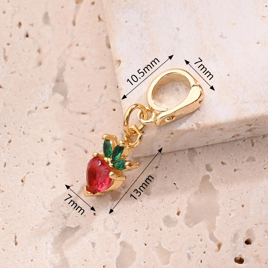 1 Pc/Package 10x6mm 11.5x12mm 14x7mm 5.5x4mm Copper Zircon 18K Gold Plated Cherry Strawberry Mushroom Polished Pendant Jewelry Accessories