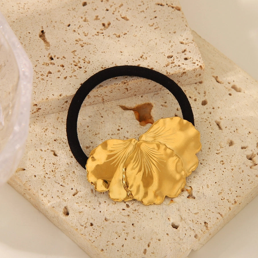 Women's Hip-Hop Ethnic Style Korean Style Ginkgo Leaf 304 Stainless Steel Elastic Band Hair Tie