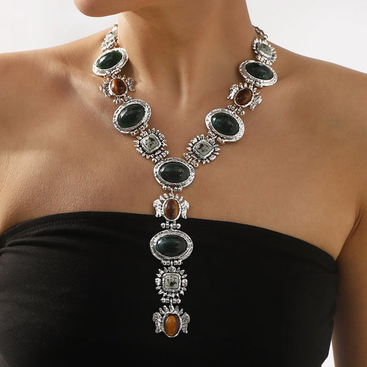 Vintage Style Ethnic Style Geometric Resin Iron  Pendant Necklaces