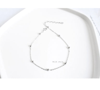new s925 sterling silver beads cross chain anklet Korea  temperament simple foot ornaments personalized jewelry