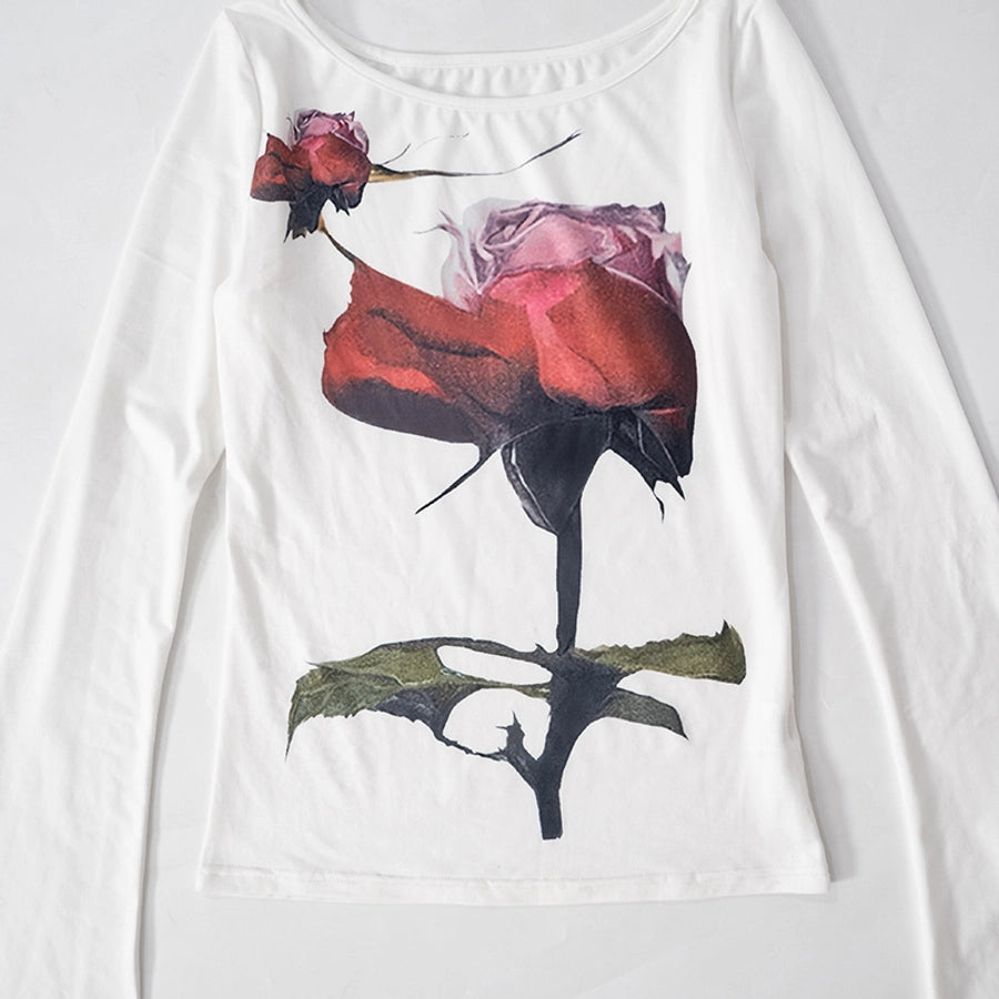 Women's T-shirt Long Sleeve T-Shirts Vacation Simple Style Flower