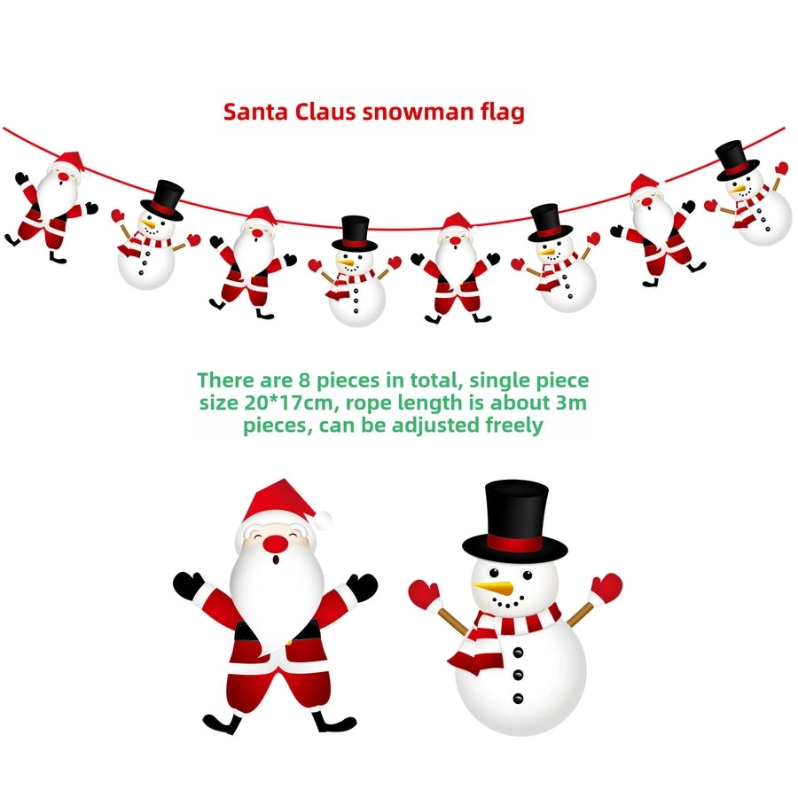 Christmas Paper Flag Christmas Window Hotel Scene Decoration Flag  Santa Claus Flag
