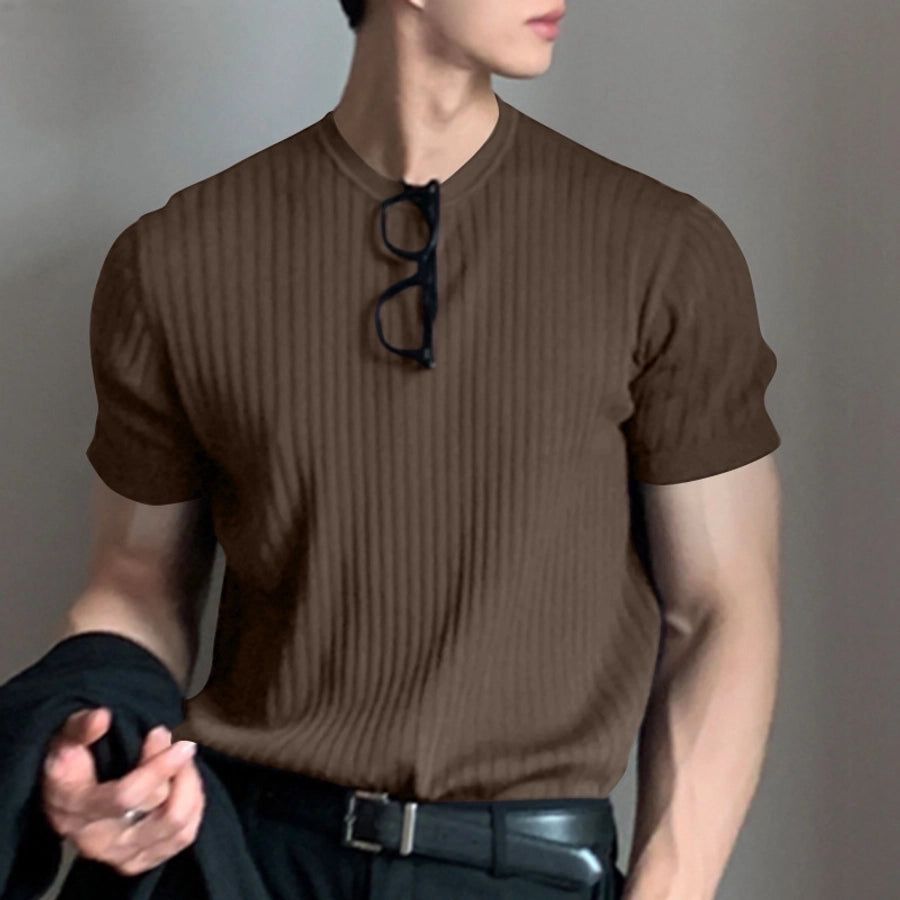 Men's Solid Color Simple Style Round Neck Short Sleeve Loose Men's T-shirt