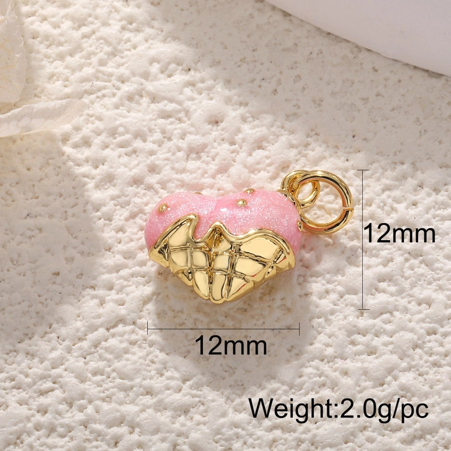 1 Piece 14mm-20mm Copper 18K Gold Plated Ice Cream Donuts Crown Pendant Jewelry Accessories