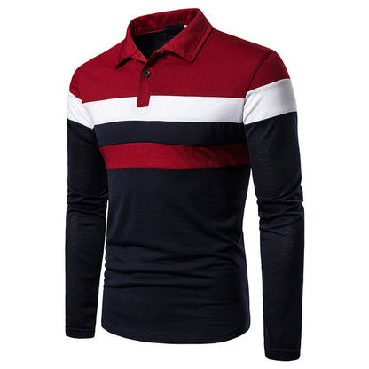Men's long-sleeved  shirt 3 color stitching T-shirt  new  casual fashion  T-shirt fashion