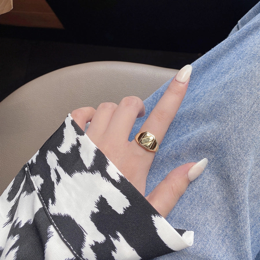 925 Sterling Silver Geometric Adjustable Ring