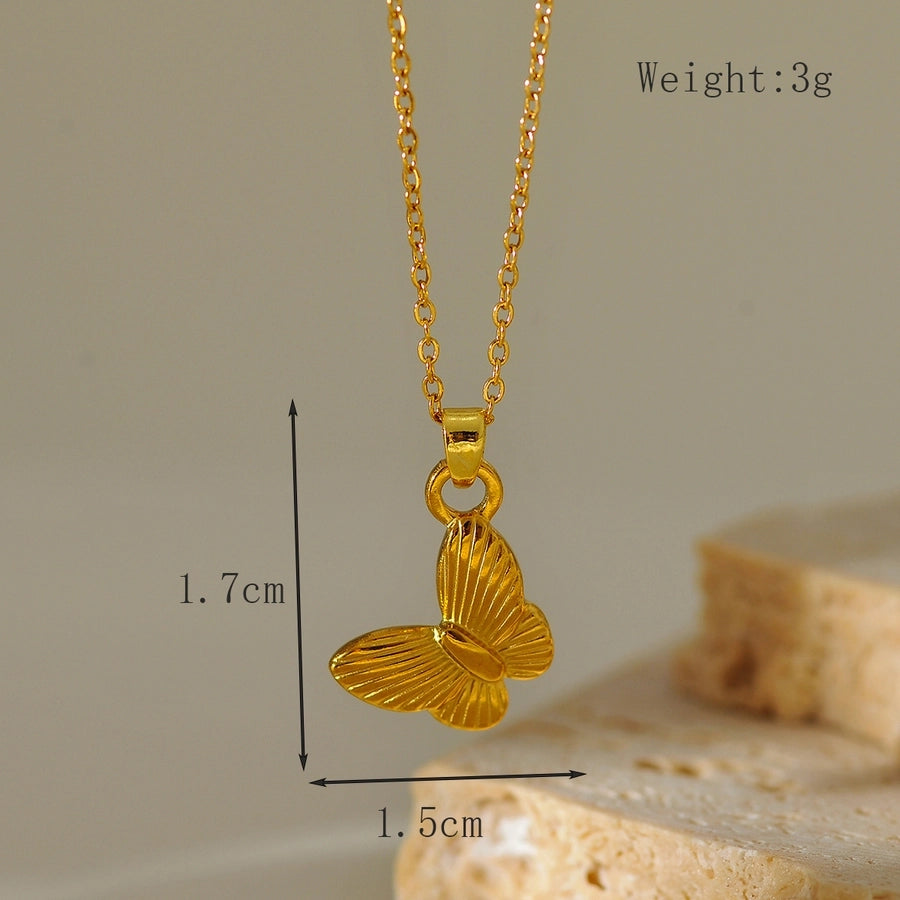 Jewelry Elegant Glam Luxurious Heart Shape Butterfly 304 Stainless Steel Necklace