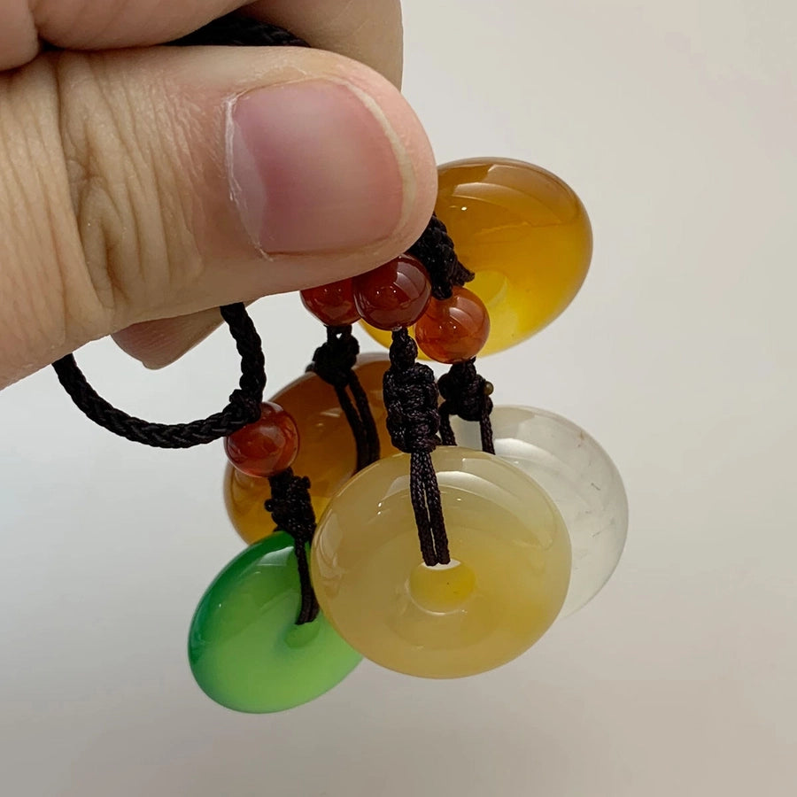 Simple Style Round Jade rope Woven Chain Pendant Necklaces