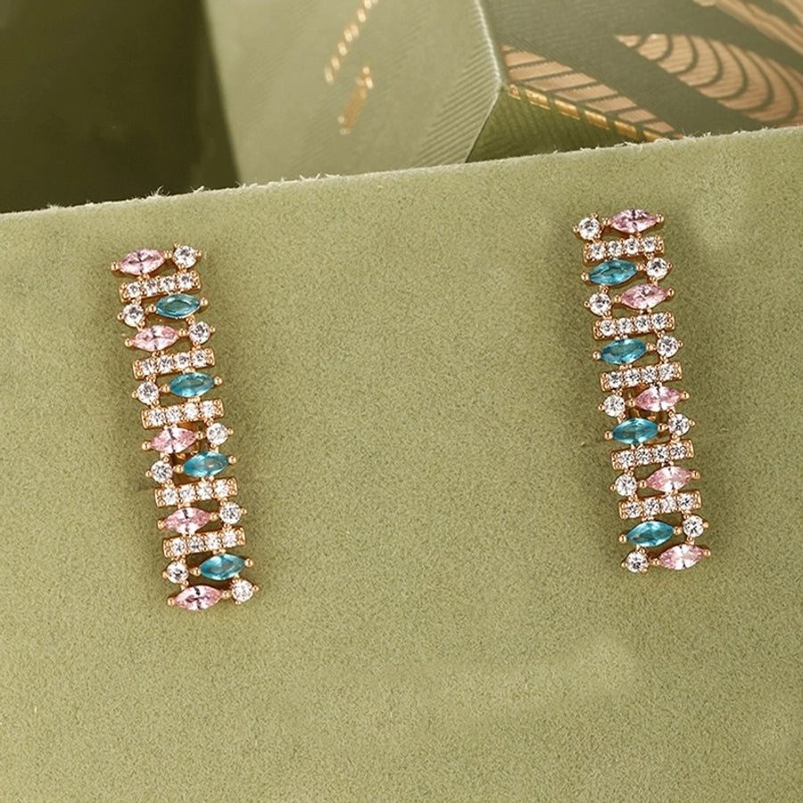 6 Pairs Sweet Simple Style Geometric Plating Copper Alloy Zircon 18K Gold Plated Drop Earrings