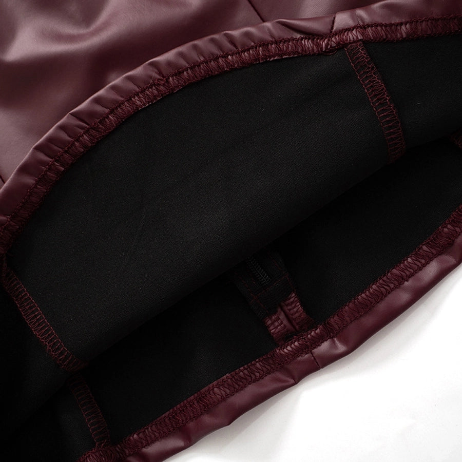 Women's Leather Jacket Long Sleeve T-Shirts Streetwear Solid Color