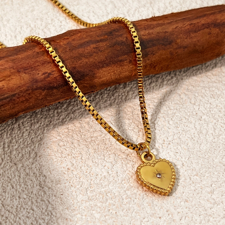 Jewelry Casual Elegant Heart Shape 304 Stainless Steel 18K Gold Plated Plating Pendant Necklace